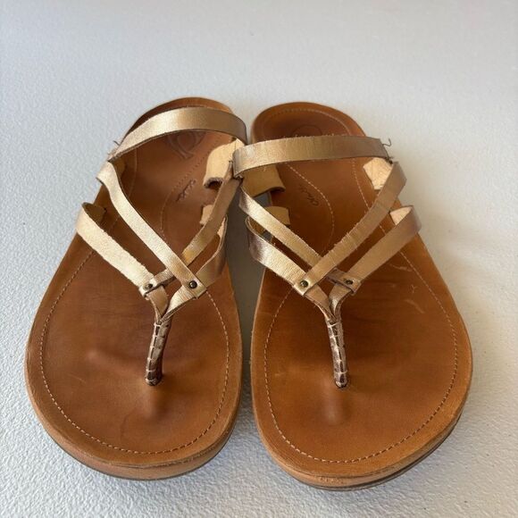 Olukai U’i Ko’o Gold Leather Sandals Women’s Sz 9 - Picture 4 of 10